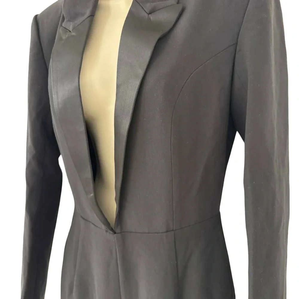 Pretty Little Thing by Naomi Campbell Black Tuxedo Jumpsuit NWT Wide Leg sz 6 - Picture 15 of 16